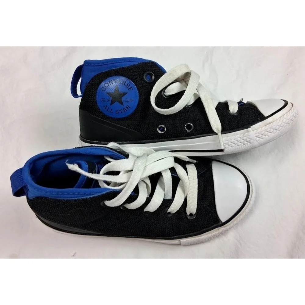 Converse All Star Black Blue Hi-Top Sz 13 Shoes Lace Up Chuck Taylor Boys